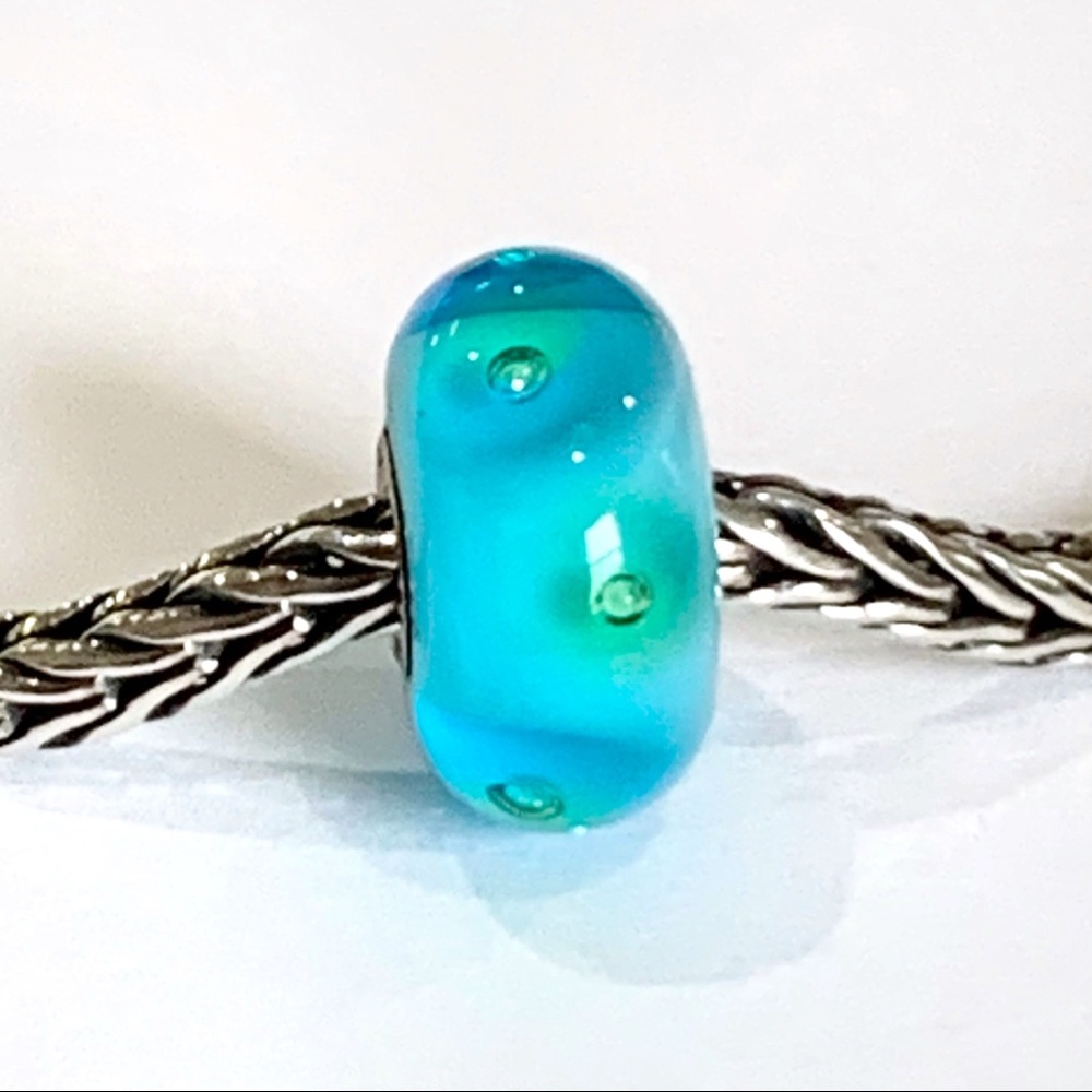 Trollbeads Authentic Turquoise Bubbles Glass Bead - image 2